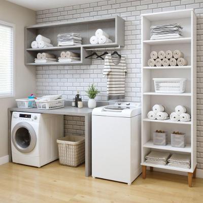 Lavanderia Modulada Aracaju 2 Portas 5 Prateleiras 60CM Branco Kaiki Móveis