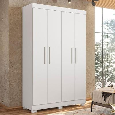 Guarda Roupa Solteiro Flórida 4 Portas de Bater 3 Gavetas MDF Branco Tigus Móveis 141CM