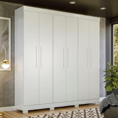 Guarda Roupa Infantil Flórida 6 Portas de Bater 4 Gavetas MDF Branco Tigus Móveis 210CM