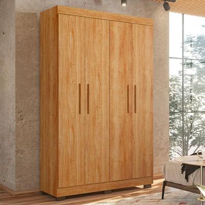 Guarda Roupa Solteiro Flórida 4 Portas de Bater 3 Gavetas MDF Amadeirado Tigus Móveis