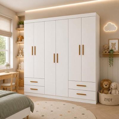 Guarda Roupa Infantil CR35560 6 Portas Bater 4 Gavetas MDP Branco Multimóveis 177CM