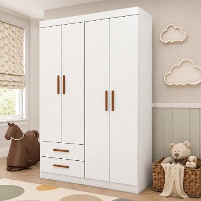 Guarda Roupa Infantil CR35558 4 Portas de Bater 2 Gavetas MDP Branco Multimóveis 118.5CM