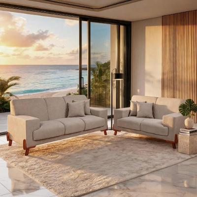 Conjunto Sofá Milão 2 e 3 Lugares Fixo 211CM Bege Casa Imperial