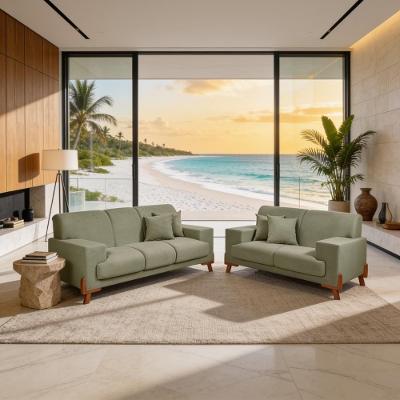 Conjunto Sofá Milão 5 Lugares Fixo Verde Oliva Bouclê Casa Imperial
