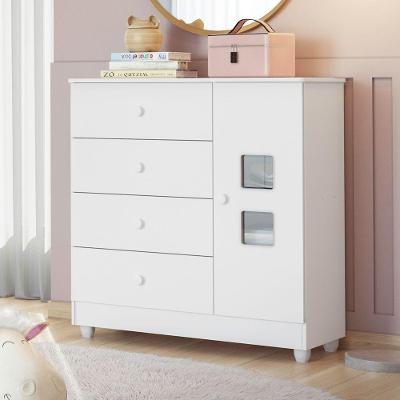 Cômoda Life Tigus Baby 4 Gavetas MDF Puxador Embutido Branco Tigus Móveis