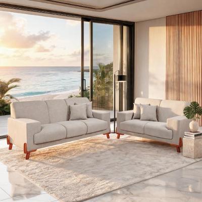 Conjunto de Sofá Milão 2 e 3 Lugares Fixo 210CM Creme Casa Imperial