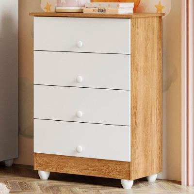 Cômoda Infantil Soft Life 4 Gavetas MDF Puxador Externo Branco Madeirado Ypê Tigus Móveis