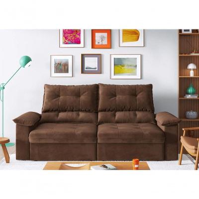Sofá Ravena 3 Lugares Retrátil e Reclinável 180CM Marrom Suede