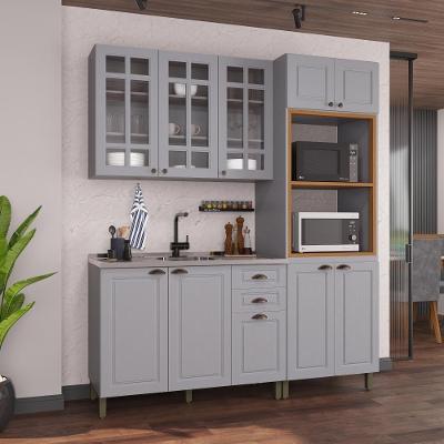 Armário de Cozinha Modulada Compacta Nara 10 Portas 2 Gavetas MDF 190CM Titânio