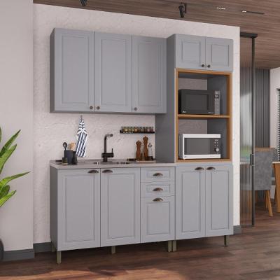 Armário de Cozinha Modulada Compacta Nara 10 Portas 2 Gavetas MDF 190cm Titânio