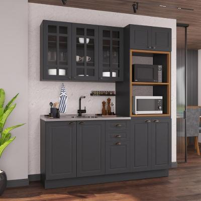 Armário de Cozinha Modulada Compacta Nara 10 Portas 2 Gavetas MDF 190CM Chumbo