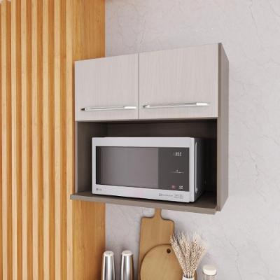 Armário Aéreo para Micro-ondas Paris 70CM 2 Portas MDF MDP Nogal-Salinas Fidelita Móveis