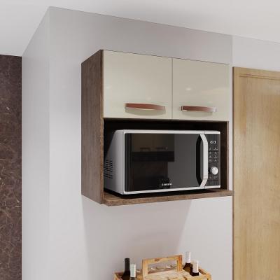 Armário Aéreo para Micro-ondas Lisboa 70CM 2 Portas MDF Giratória Noce Fidelita Móveis
