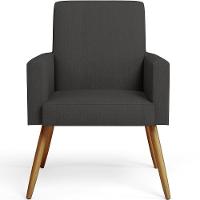 Kit 04 Poltronas Pés Palito Linho Chumbo Couríssimo Preto