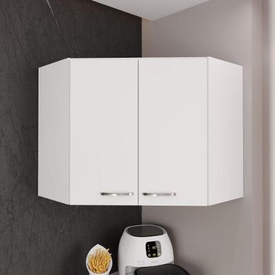Armário Aéreo de Canto Modulado Viena 75CM 2 Portas MDF MDP Branco Fidelita Móveis