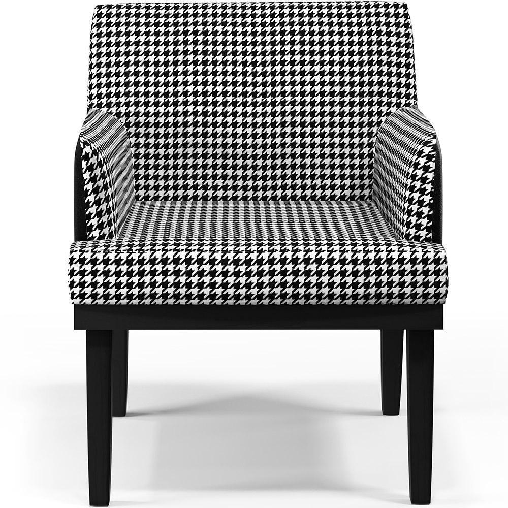 Kit 04 Poltronas Base Preto Suede Pied Poule Preto - 6