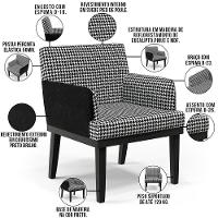 Kit 04 Poltronas Base Preto Suede Pied Poule Preto - 8