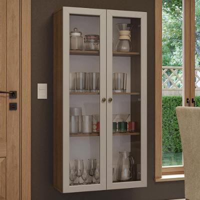 Cristaleira Suspensa Vik 2 Portas de Vidro Rustic Crema 70CM Madesa