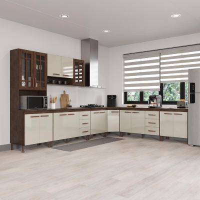 Cozinha Modulada Completa Lisboa 7 Peças 16 Portas 6 Gavetas 600cm Noce-off-white