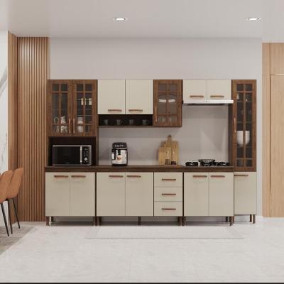 Cozinha Modulada Completa Lisboa 15 Portas 3 Gavetas MDP 295CM Noce-off-white