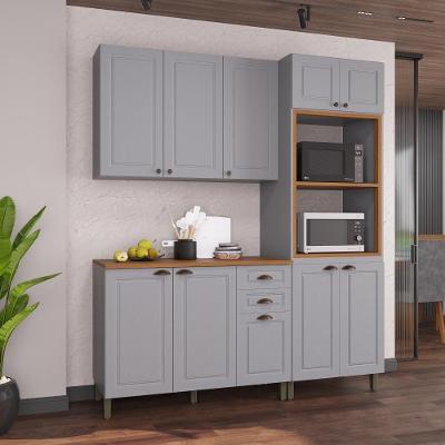 Cozinha Compacta Modulada Nara 10 Portas 2 Gavetas MDF Titânio Fidelita Móveis
