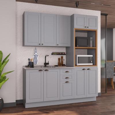 Cozinha Compacta Modulada Nara 10 Portas 2 Gavetas MDF Titânio Fidelita Móveis