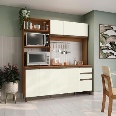 Cozinha Compacta Luna CB1255 7 Portas 3 Gavetas MDP 192,5CM Canela e Off White Kappesberg