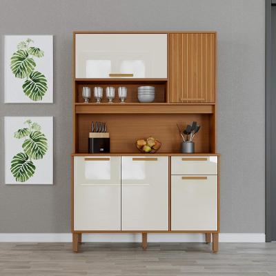 Cozinha Compacta Grécia 5 Portas 1 Gaveta 120CM Freijó Off White Fidelita Móveis