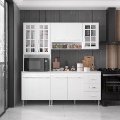 Armário de Cozinha Modulada Viena 3 Peças 9 Portas 3 Gavetas 190cm Branco Fidelita Móveis