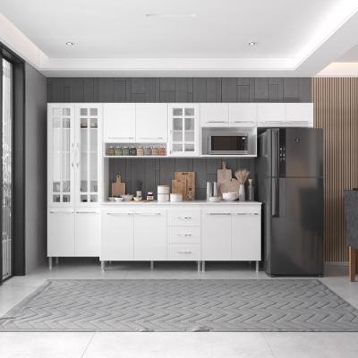 Armário de Cozinha Modulada Completa Viena 6 Peças 15 Portas 3 Gavetas 330cm Branco Fidelita Móveis