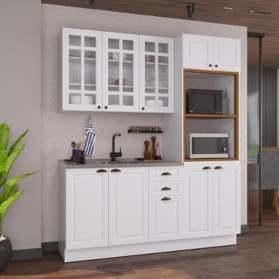 Cozinha Compacta Modulada Nara 10 Portas 2 Gavetas MDF Branco Fidelita Móveis