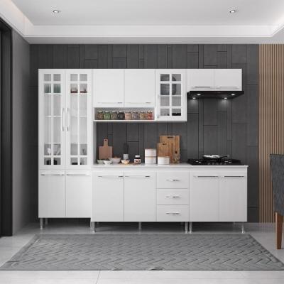 Armário de Cozinha Modulada Completa Viena 13 Portas 3 Gavetas Branco Fidelita Móveis