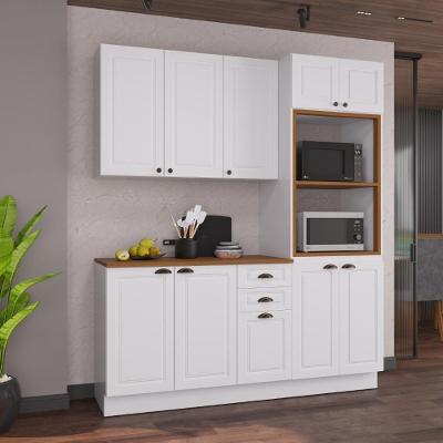 Cozinha Compacta Modulada Nara 10 Portas 2 Gavetas MDF 190cm Branco Fidelita Móveis