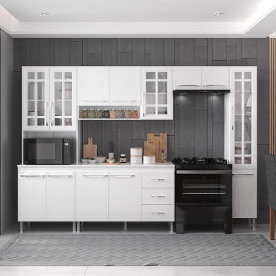 Armário de Cozinha Modulada Completa Viena 13 Portas 3 Gavetas 295CM Branco Fidelita Móveis