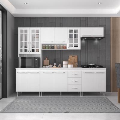 Armário de Cozinha Modulada Completa Viena 13 Portas 3 Gavetas 260CM Branco Fidelita Móveis