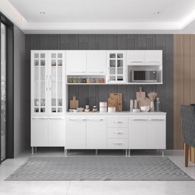 Armário de Cozinha Modulada Completa Viena 13 Portas 3 Gavetas 260cm Branco Fidelita Móveis