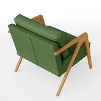 Kit 04 Poltronas Com Estrutura Madeira L02 Facto Verde Musgo