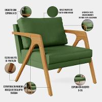 Kit 04 Poltronas Com Estrutura Madeira L02 Facto Verde Musgo - 16