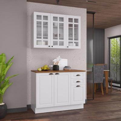 Armário de Cozinha Modulada Compacta Nara MDF 120CM Branco Fidelita Móveis