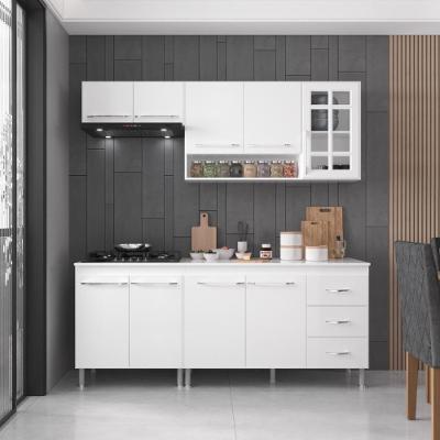 Armário de Cozinha Modulada Compacta Viena 9 Portas 3 Gavetas 190cm Branco Fidelita Móveis