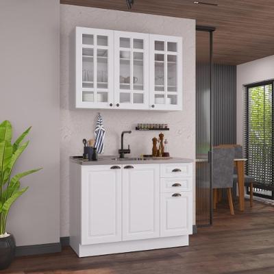 Armário de Cozinha Modulada Compacta Nara MDF 120CM Branco Fidelita Móveis