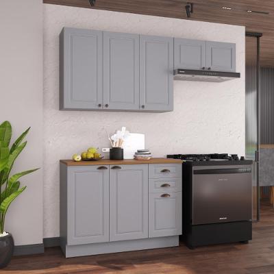 Armário de Cozinha Modulada Compacta Nara 8 Portas 2 Gavetas MDF 200cm Titânio Fidelita Móveis