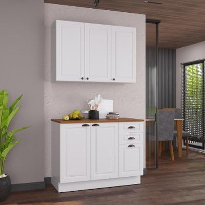 Armário de Cozinha Modulada Compacta Nara 6 Portas 2 Gavetas MDF 120CM Branco