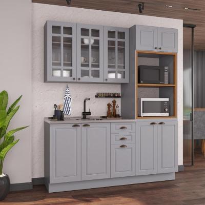 Armário de Cozinha Modulada Compacta Nara 10 Portas 2 Gavetas MDF 190CM Titânio
