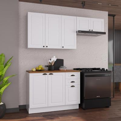 Armário de Cozinha Modulada Compacta Nara 8 Portas 2 Gavetas MDF 200cm Branco