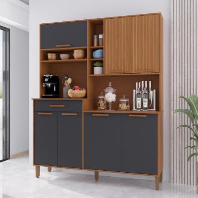 Armário de Cozinha Compacta Amsterdã 7 Portas 1 Gaveta MDF-MDP 160CM Freijó-Chumbo Fidelita Móveis