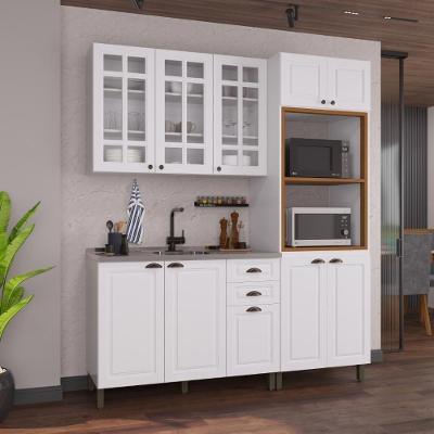 Armário de Cozinha Modulada Compacta Nara 10 Portas 2 Gavetas MDF 190CM Branco