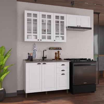 Armário de Cozinha Modulada Compacta Nara 10 Portas 2 Gavetas MDF Branco Fidelita Móveis