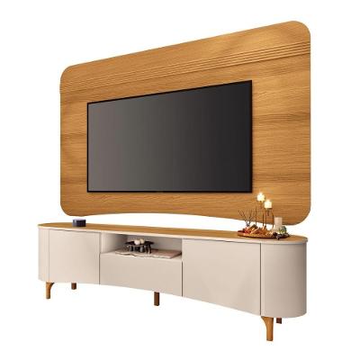 Rack com Painel para TV Até 80 Polegadas MDF MDP com Gaveta Nicho Madeirado Off White HB Móveis