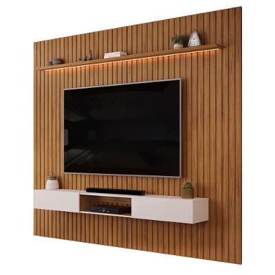 Painel para TV Trento 75 Polegadas 275CM MDF Freijó Off White com LED DJ Móveis